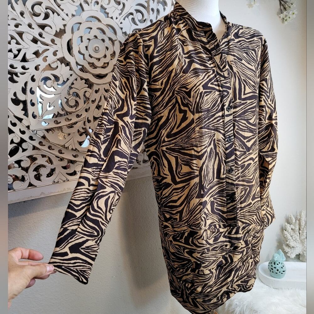 REVOLVE L'ACADEMIE Tan Abstract Tiger Charley Mini Dress Ruched Modern Night Out - Picture 5 of 16